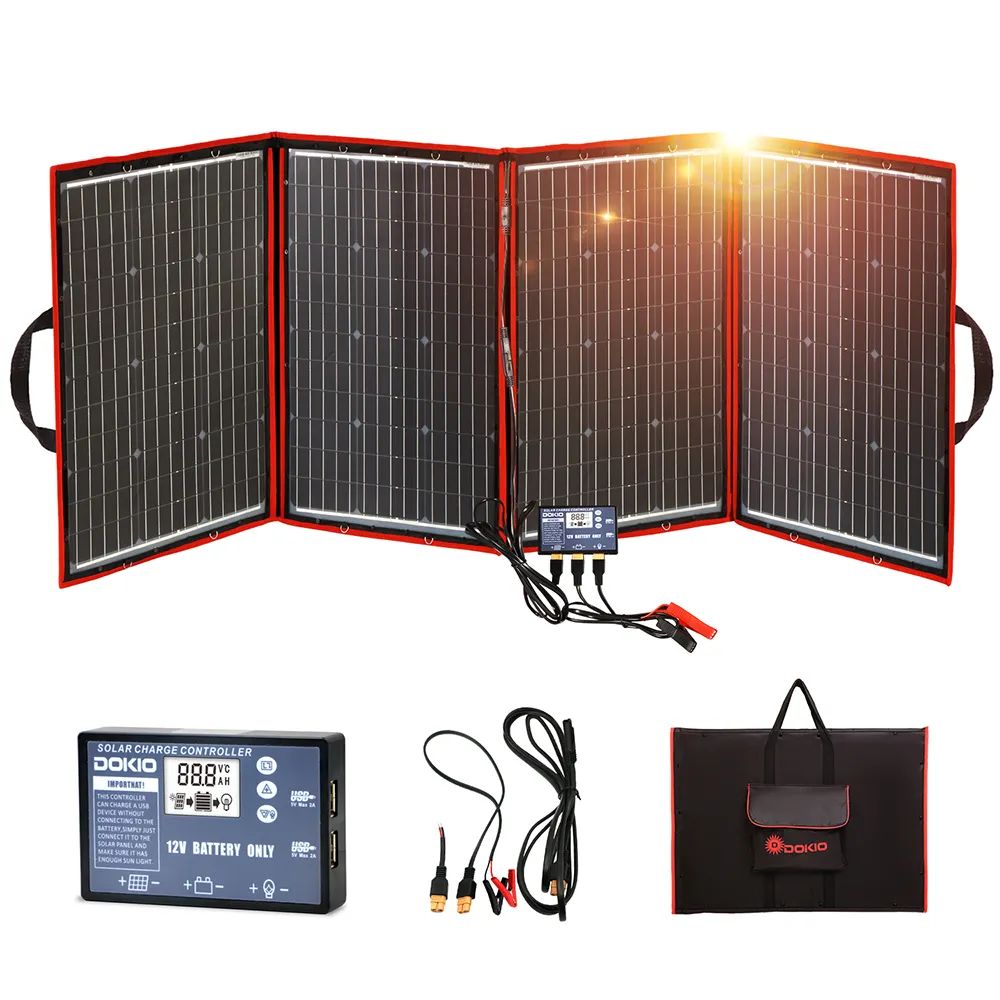 DOKIO Top selling 220W Flexible Foldable Solar Panel Come With 12V 20A Charge Controller