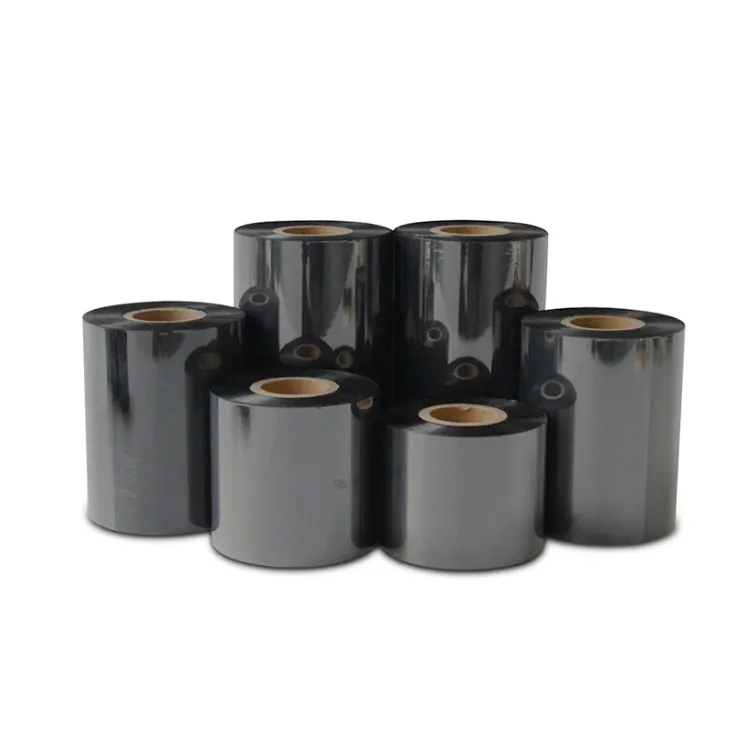 Cinta de resina negra de cera Premium de 52mm Ttr a etiquetas de tinta cinta de impresora de transferencia térmica para código de barras