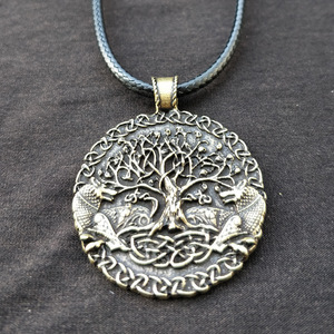 Two Wolves Signed Commissioned <strong>Celtic</strong> Pendant Two Wolf Tree and World Tree Jewelry Viking Jewelry for Men's - Product Image 4