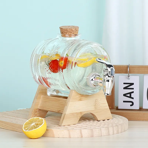 ขวดแก้ว5L 1L 3L สำหรับเก็บไวน์น้ำผลไม้เครื่องดื่มพร้อมไม้ก๊อกและขาตั้งไม้ - Product Image 5