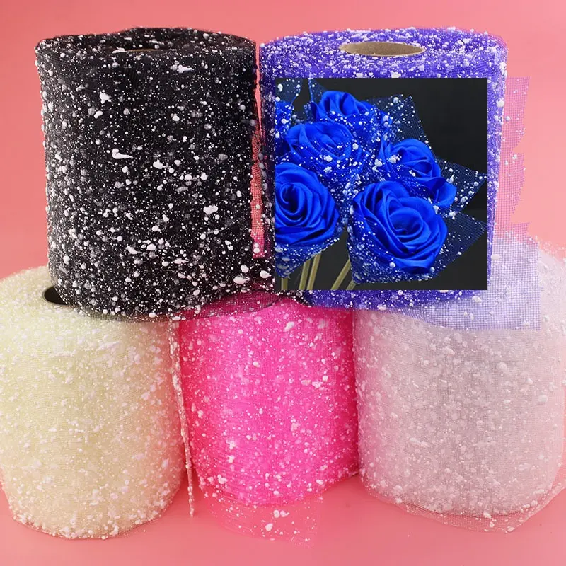 Cina fornitori di nastro regalo fiore scatola colorata bella neve punto Glitter raso nastro Organza