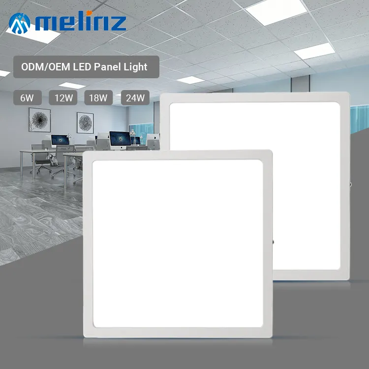 MELINZ – panneau lumineux Led en aluminium, Installation facile, rond, carré, magasin, 6W, 12W, 18W, 24W