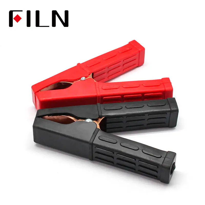 FILN 100mm 100A Car Van Battery Alligator Clamps Insulated Golden Plated Temporary schaltung verbindung