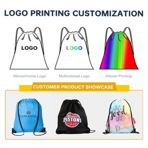 Wholesale Customized Polyester Nylon Drawstring Sports Backpack Ribbon Handle Promotional Shopping Letter <strong>Pattern</strong> <strong>Draw</strong> <strong>Bags</strong> - Product Image 3
