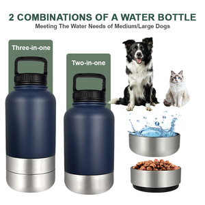 New 3 in1 Dog Travel chai nước nguồn cung cấp xách tay 32oz chân không cách nhiệt Pet phụ kiện chai nước bằng thép không gỉ với hộp - Product Image 4