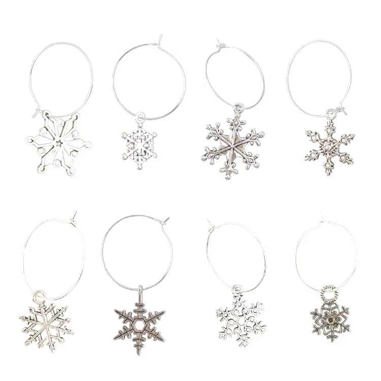 Fiocco di neve invernale natale Look per il nuovo anno natale decorazione di nozze vino vetro Charms Set