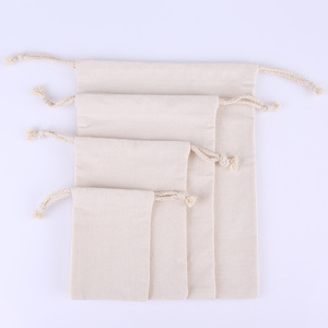 Custom Printed Cotton Drawstring <strong>Pouch</strong> Portable logo White Cloth Canvas Drawstring Bag More Size Linen Drawstring Bags - Product Image 4