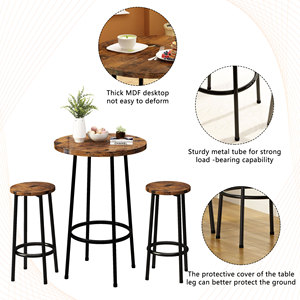 美国仓库3件套酒吧桌椅套装现代厨房柜台高度小空间餐桌套装 - Product Image 5