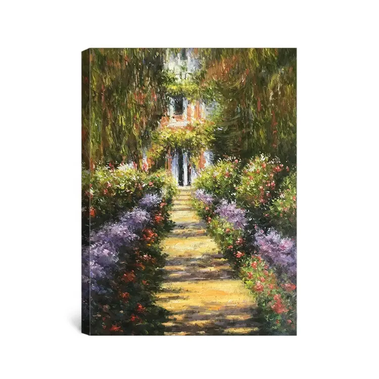 Claude Monet peinture à l'huile célèbre Le Jardin Fleuri reproduction tenture murale décoration pour la maison