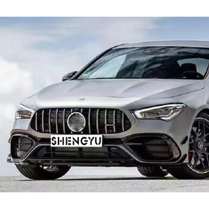 Benz CLA class W118 için vücut kiti grille AMG tarzı ön ve arka tampon ızgara ve yan etek ile dahil - Product Image 4