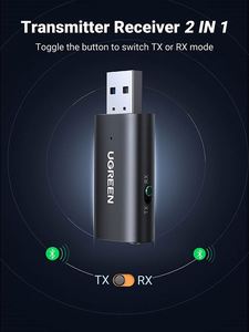 UGREEN蓝牙5.1发射器接收器2合1无线USB蓝牙适配器内置麦克风3.5毫米音频蓝牙加密狗 - Product Image 3