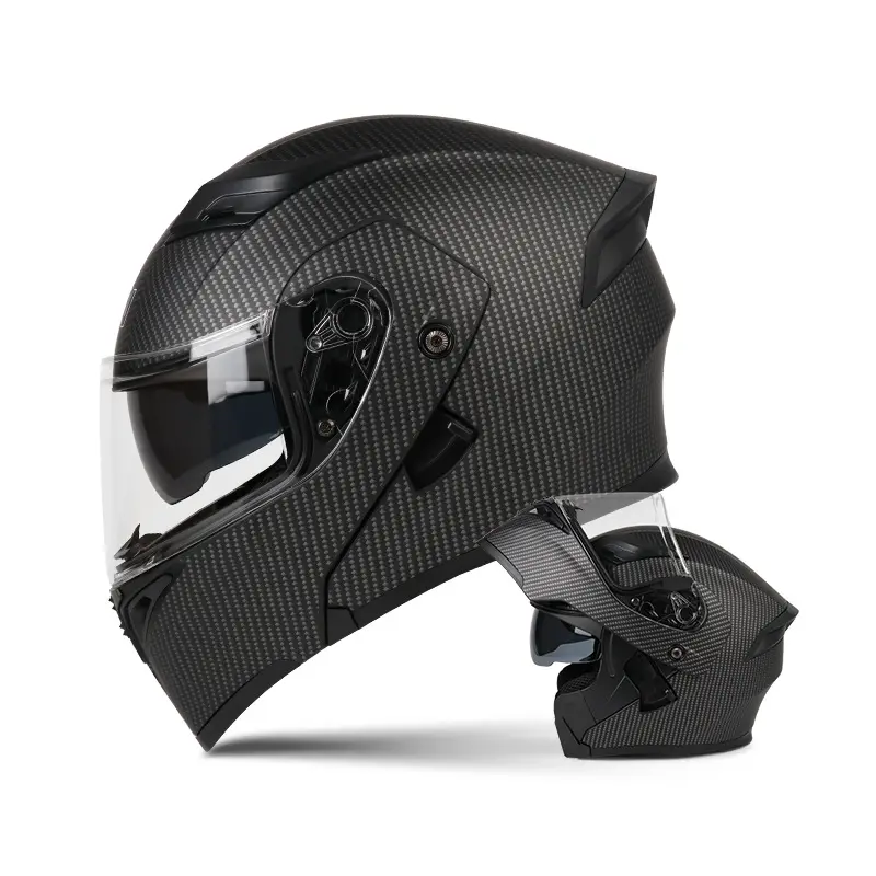 Casco integral de doble lente de liberación rápida para todas las estaciones con auriculares para casco de motocicleta