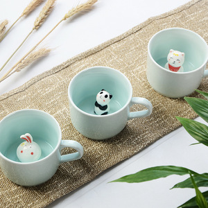 クリスマスマグセラミックカップ3Dカスタムコーヒーマグかわいい像サンタの木鹿雪だるまギフトカップ内