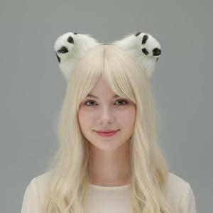 E0094 Realistische Hunde ohren Stirnband Niedlich Doggy Dalmatiner Spotted Hair Hoop Cosplay Prop Entzückende Welpen ohren Haarschmuck - Product Image 1