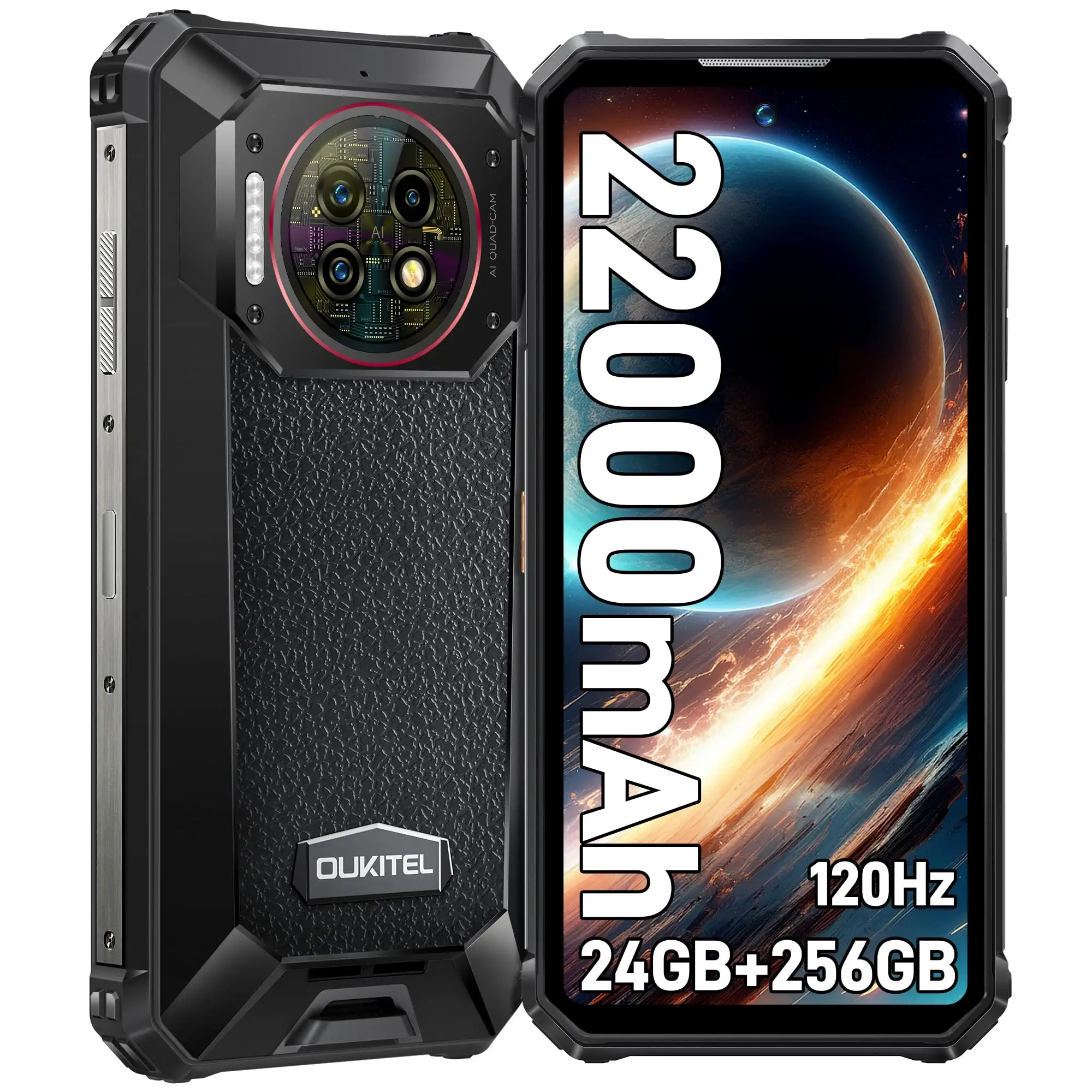 [공장] OUKITEL WP19 프로 6.8 "FHD + 120Hz 8GB + 256GB 22000mAh 64MP 메인 카메라 헬리오 G99 칩 IP68 견고한 휴대 전화 NFC