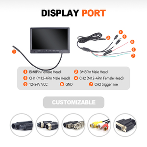 Monitor de respaldo de pantalla dividida de 7 pulgadas para camiones y vehículos comerciales-Ayuda de marcha atrás TFT LCD, dedicado para autobús/furgoneta/remolque - Product Image 4