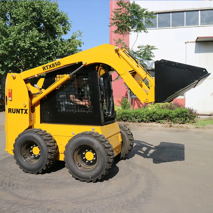 Costruzione con ruote cingolato 0.12 m3 secchio piccolo caricatore Skid Steer con capacità di carico 500kg