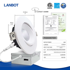 एटीएल अल्ट्रा पतले आवास मुक्त एयर टाइट 12w 1105lm 4 "नेतृत्व कोब गिबल अमेरिका के बाजार के लिए जे-बॉक्स के साथ डाउनलाइट वापस - Product Image 6