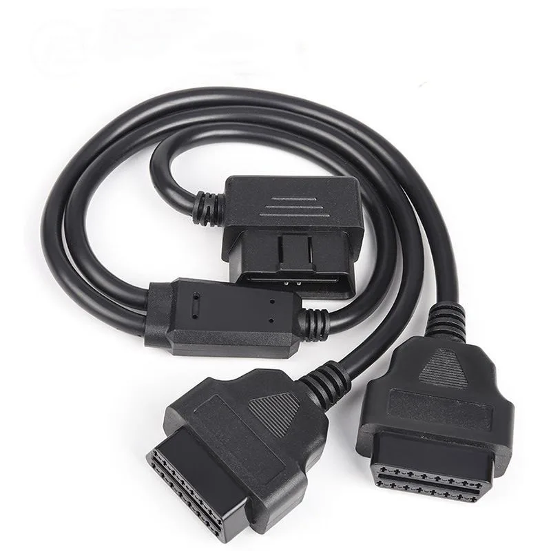 L-type OBD2 cable 1 to 2 extension line elbow 90 degrees adapter wire 16 pin 16 core