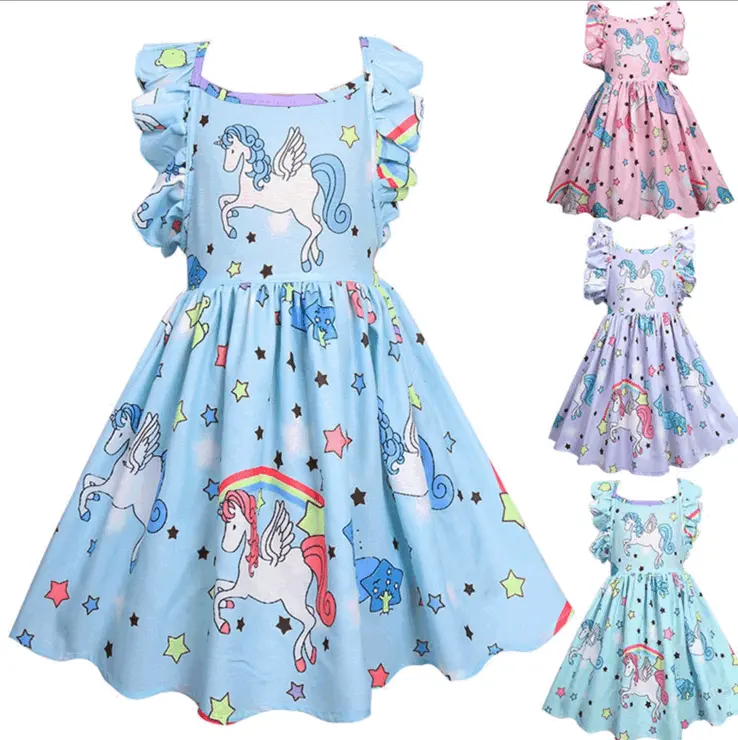 Aniversário das crianças Impressão dos desenhos animados meninas Vestido e Acessórios Vestido de Férias Menina Infantil vestido de Festa Tutu Macio Criança Onesie Crianças