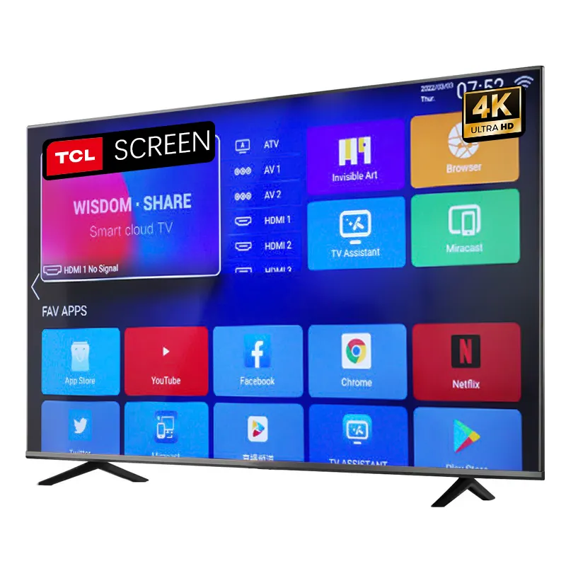 TCL 55 дюймов смарт-ТВ экран DQ высокое качество, цена по прейскуранту завода на плоской подошве UHD HDR 4K smart led tv Горячее предложение