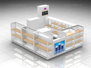 בושם מותאם אישית לנעילה עץ Kiosk קניון תצוגה פשוט קיוסק תצוגה ארון קופסאות פוסטר