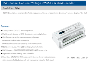 SKYDANCE D24 direccionable LED DMX512 RDM decodificador controlador de 24 canales tensión constante tira de LED 3A/CH carril Din - Product Image 3