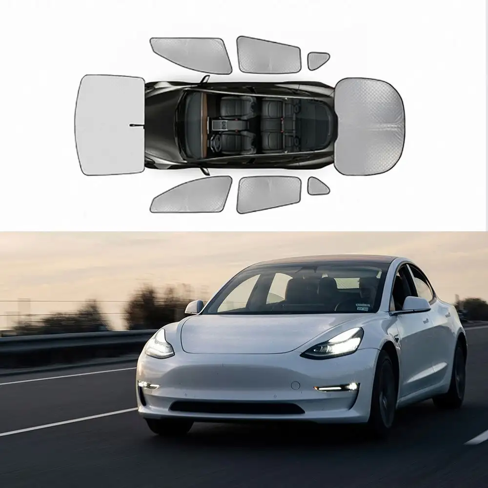 Venta al por mayor para impresión de parabrisas personalizado s ventanas cubierta protectora impermeable rearv parasol de coche para Tesla modelo 3 Highland