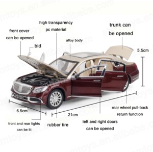 金属ミニカーモデル1:24 AMGGLS600鋳造合金プルバック車モデル光と音の子供 - Product Image 5