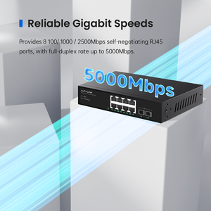 ALTI-LINK 8-Port RJ45 2,5 Gbit/s Nicht verwalteter Desktop-Netzwerk-Switch QoS 10G Ethernet-Switch-Kapazität für Computer-Hardware-Software
