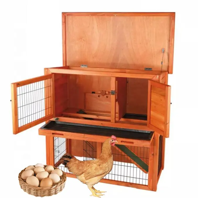 Jaalex Custom Outdoor Indoor Handmade 2 Tier Wooden Rabbit Hutch Waterproof Small Chicken Coops