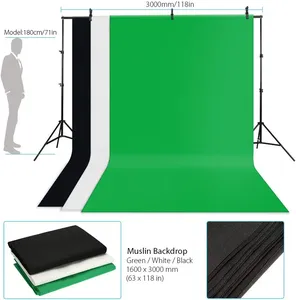 Fotoğrafçılık yumuşak kutusu stüdyo aydınlatma kiti 7 ft x 10 ft (yaklaşık 2.0 m) arka plan destek sistemi içerir 3 arka plan ekranları (b - Product Image 4