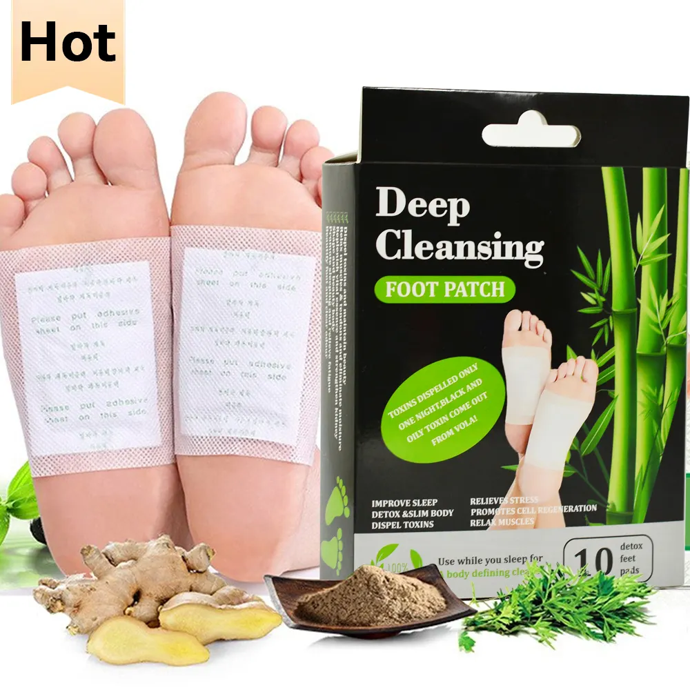 Chinaherbs bambú jengibre pie desintoxicación pie parche pies almohadillas personalizar adelgazamiento relajación al por mayor para pérdida de peso limpieza profunda pied