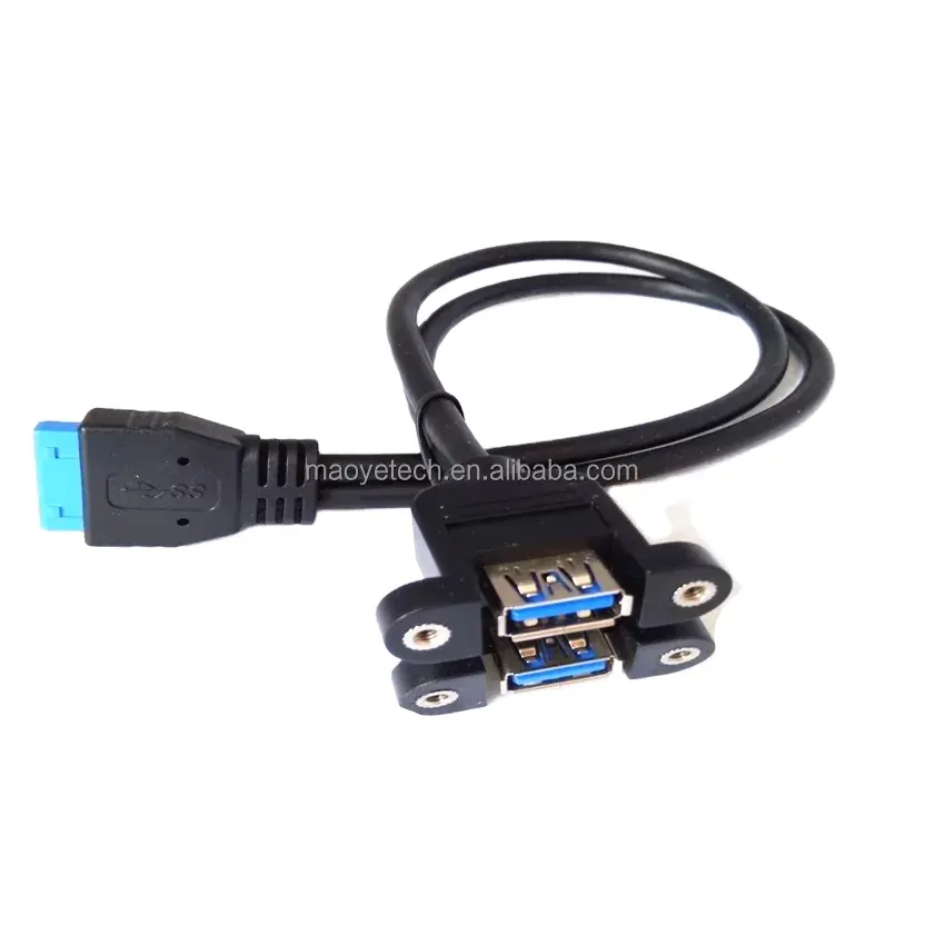 Dual USB3.0 20Pin Verlängerung adapter USB3.0 Kabel IO Mit Ohren schraube Verriegelung kabel