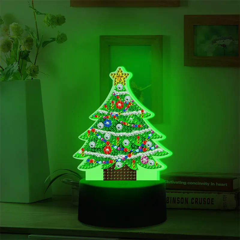 Natal estilo árvore é significativo presente de Natal DIY com lanterna LED decoração decoração diamante pintura ornamentos desktop