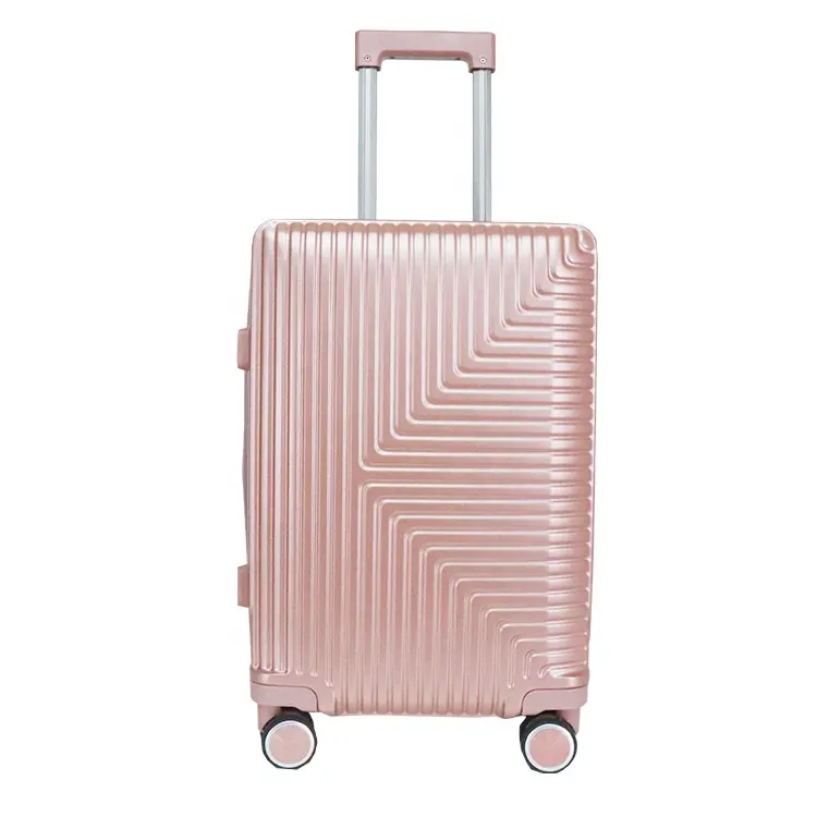 Conjunto personalizado de 3 malas de viagem feitas de bagagem 100% policarbonato com zíper aberto rosa