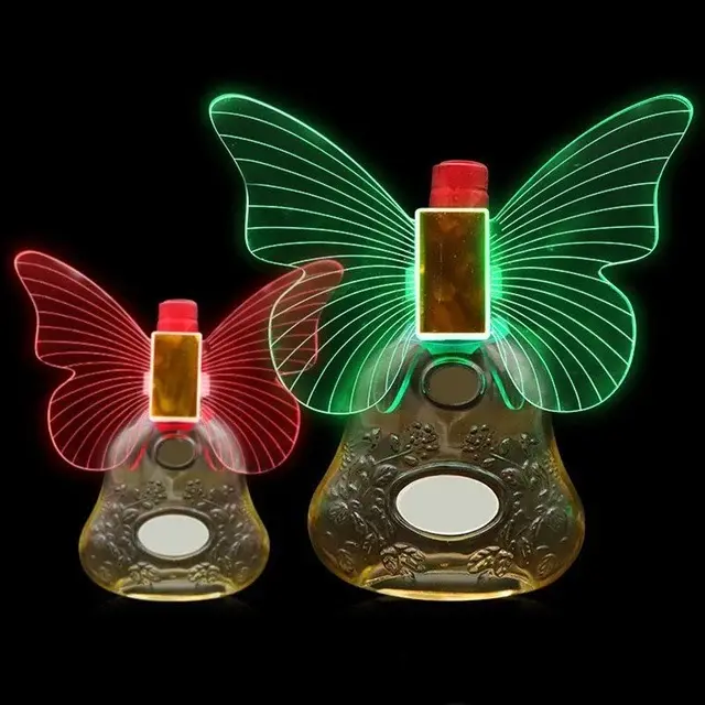 RGB có thể thay đổi LED nhấp nháy Baton Wine Bottle Topper phát sáng bướm Wing Light Đảng Bar Champagne sparklers nhấp nháy ánh sáng