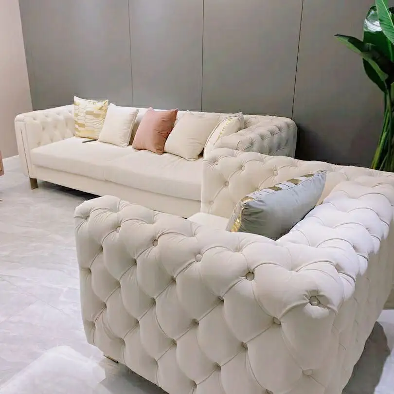 Современная ткань на пуговицах, художественный диван, легкий Роскошный Матовый трехстороннезащищенный тканевый фланелевый диван