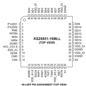 Chips IC de controlador MAC Ethernet de un solo puerto, 10/100 Base-T/TX PHY 48-LQFP (7x7), interfaces de red - Product Image 4