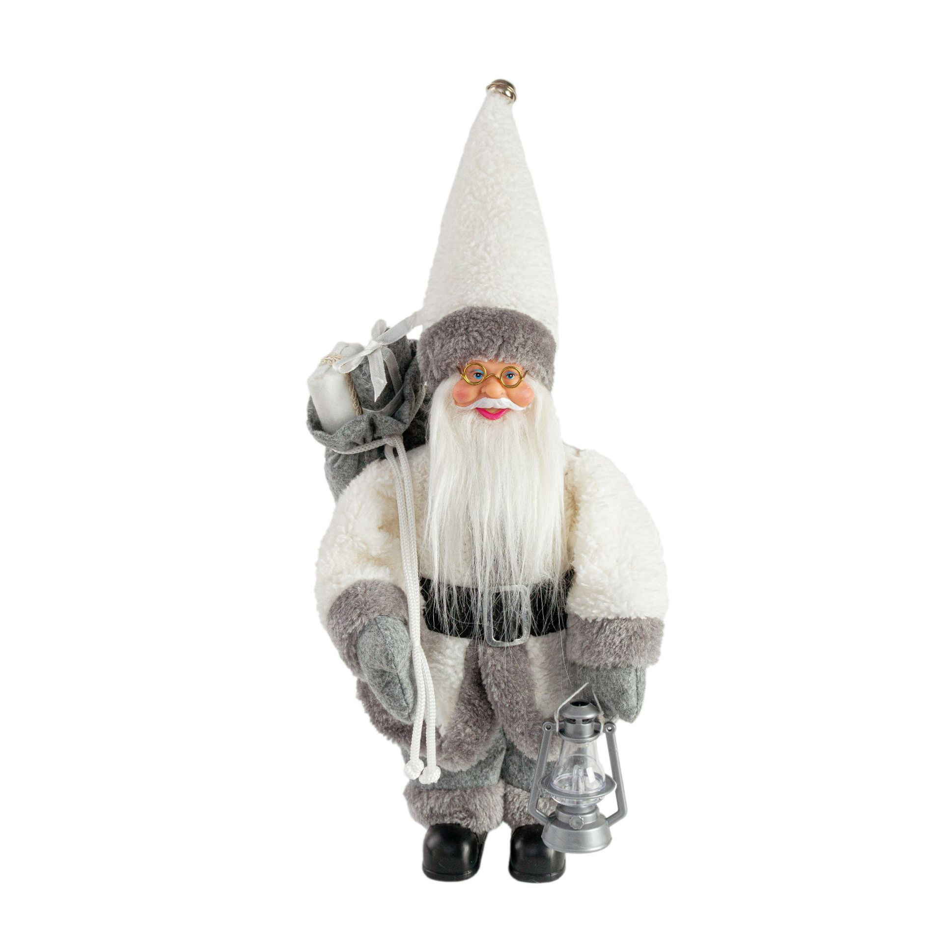Vieil homme portant une lanterne aux cheveux longs gris et blancs
