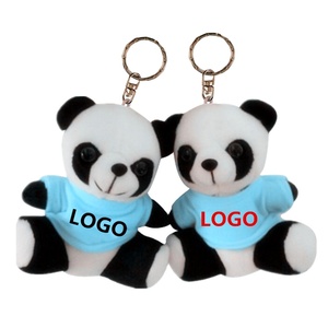 Custom LOGO 10センチメートルファッションミニぬいぐるみソフト動物のおもちゃぬいぐるみパンダキーホルダーtシャツ