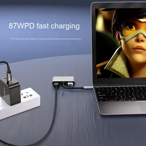 4合1 4k双显示器高清电视视频Type-C集线器扩展坞USB C到双4k高清电视MST适配器，带2个高清电视USB 3.0和PD - Product Image 2