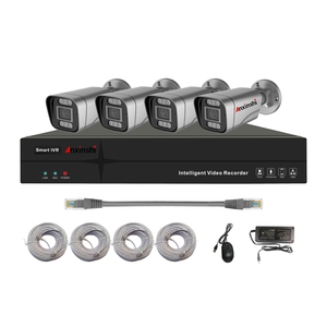 Sistema di sicurezza per telecamera domestica a 4 canali con microfono integrato kit di telecamere di sicurezza CCTV POE sistema di monitoraggio con visualizzazione remota - Product Image 1