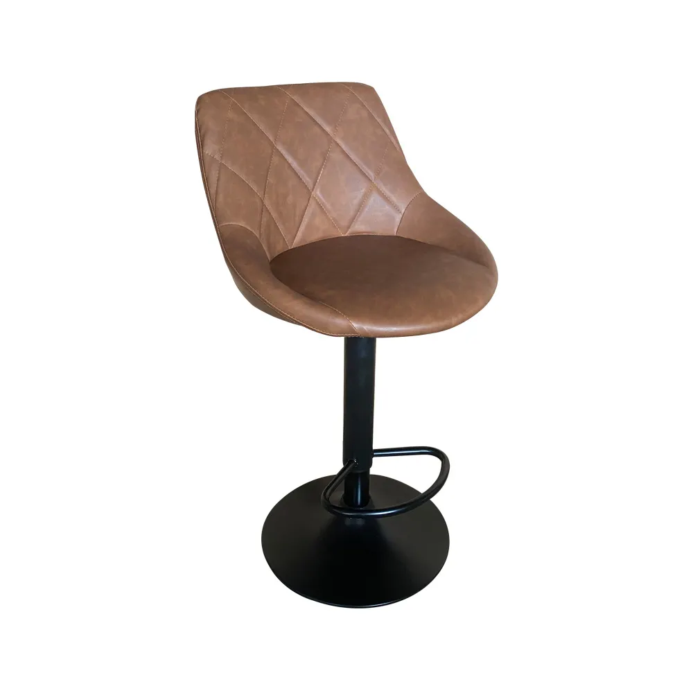 Dining Furniture Modern Metal Base PU Upholstered Seat Restaurant Cafe Adjustable Height Swivel Stool Bar Chair