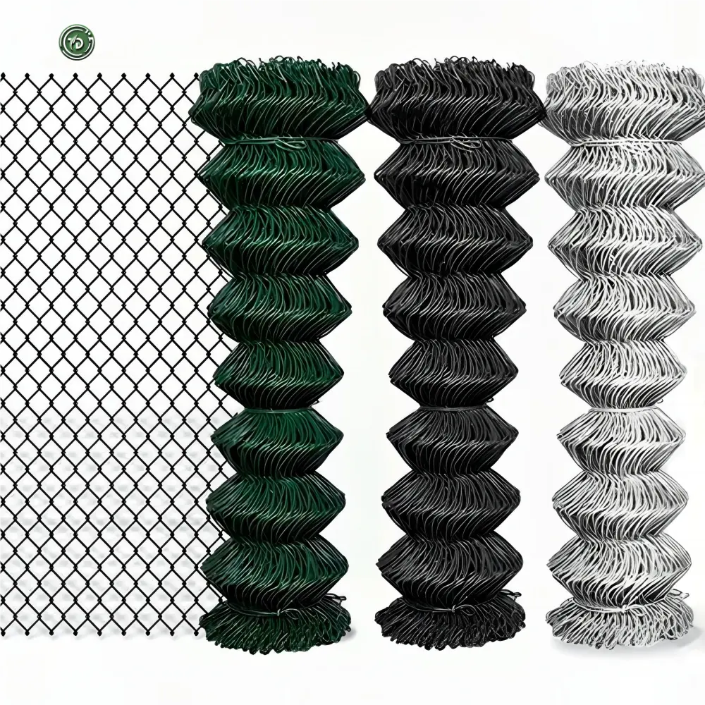 Giá bán buôn thương mại PVC kim cương lưới CuộN 6 ft 8 chân Đen 6ft cao CHAINLINK Cyclone dây mạ kẽm Chuỗi liên kết hàng rào