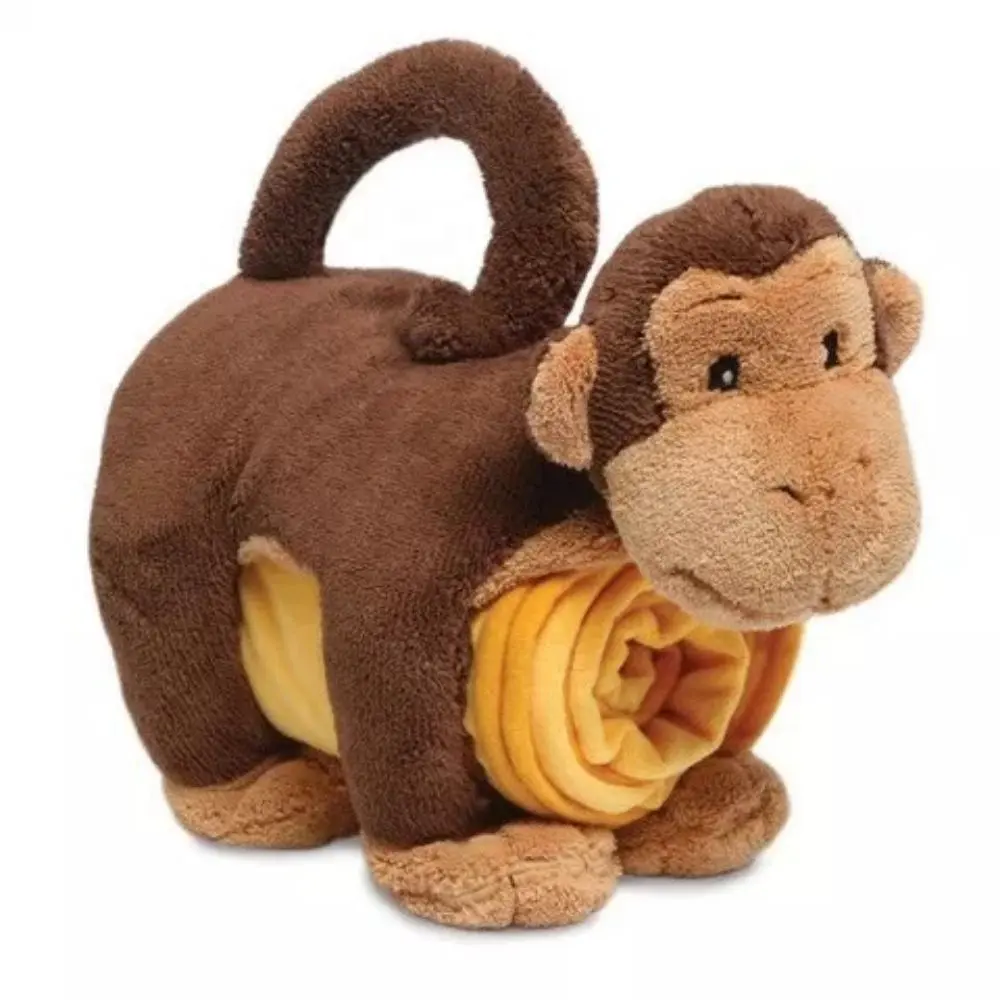 طفل قماط بطانية القرد محشوة أفخم ألعاب حيوانات 2 في 1 وسادة بطانية