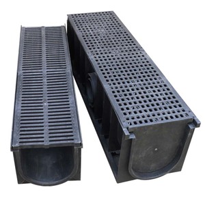 Fabrika doğrudan satış u-şekilli HDPE drenaj oluk siyah 1000mm plastik drenaj sistemi ile kapak - Product Image 5
