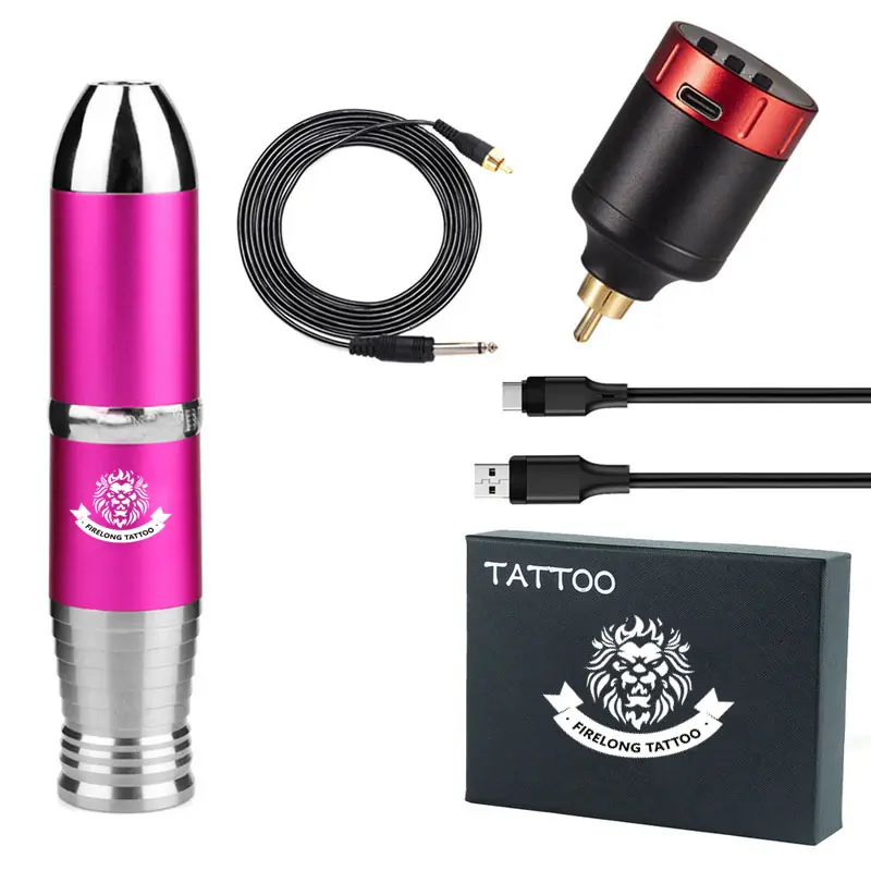 Caneta de tatuagem kit de energia sem fio com agulha ajustável rotativa, máquina de tatuagem, motor, pistola de tatuagem