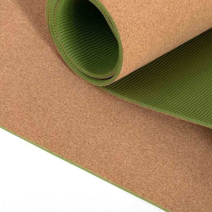 Eco-Friendly and Non-Slip Exercise 4mm Cork TPE Yoga Mat for Fitness Studio or Home Use
