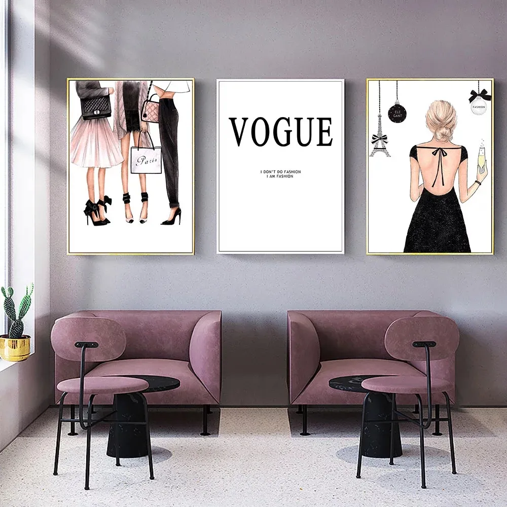 Póster de lona de moda para chica, imagen artística de pared de París, pintura en lienzo, póster, imágenes de pared modernas para decoración de sala de estar